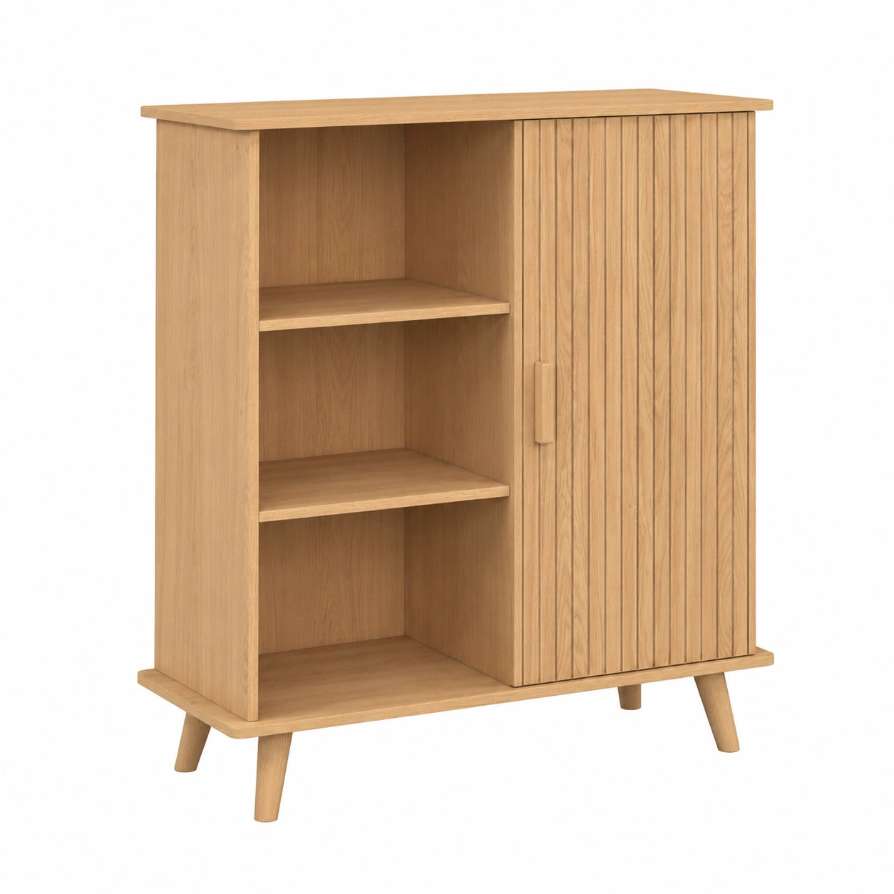 IDMarket - Beistelltisch Juliette mit 3 Regalen und Schrank, 70 cm, Holzoptik