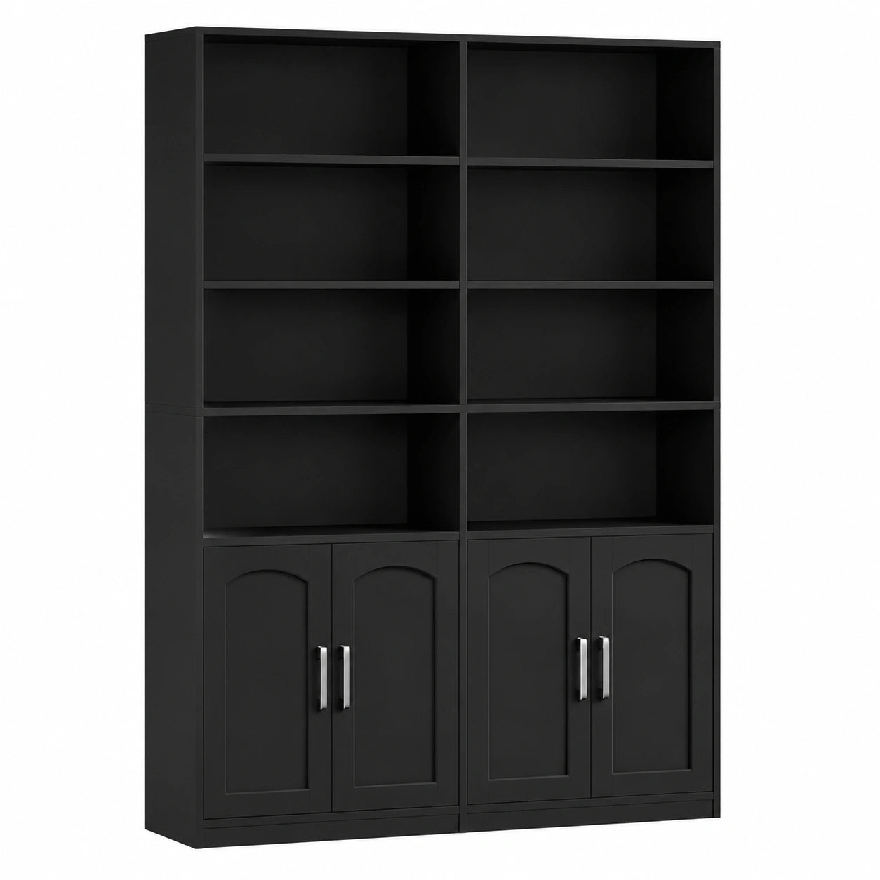 Gro?es B¨¹cherregal mit T¨¹ren und 12 F?chern, 185,5 cm hoch, f¨¹r Wohnzimmer, B¨¹ro oder K¨¹che, schwarz