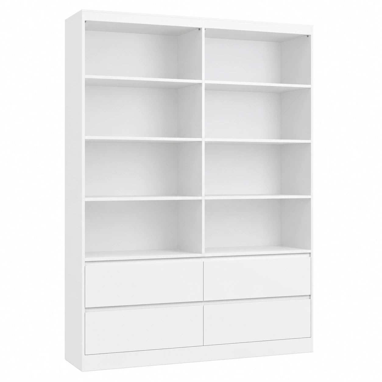 FirFurd Gro?es B¨¹cherregal 180 cm mit Schubladen und F?chern, Holzvitrine f¨¹r Wohnzimmer, B¨¹ro oder K¨¹che, Wei?