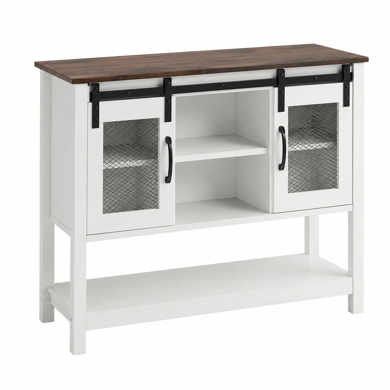 Moderner Wei?er Sideboard mit Schiebet¨¹ren und Verstellbarem Regal f¨¹r Flur und K¨¹che