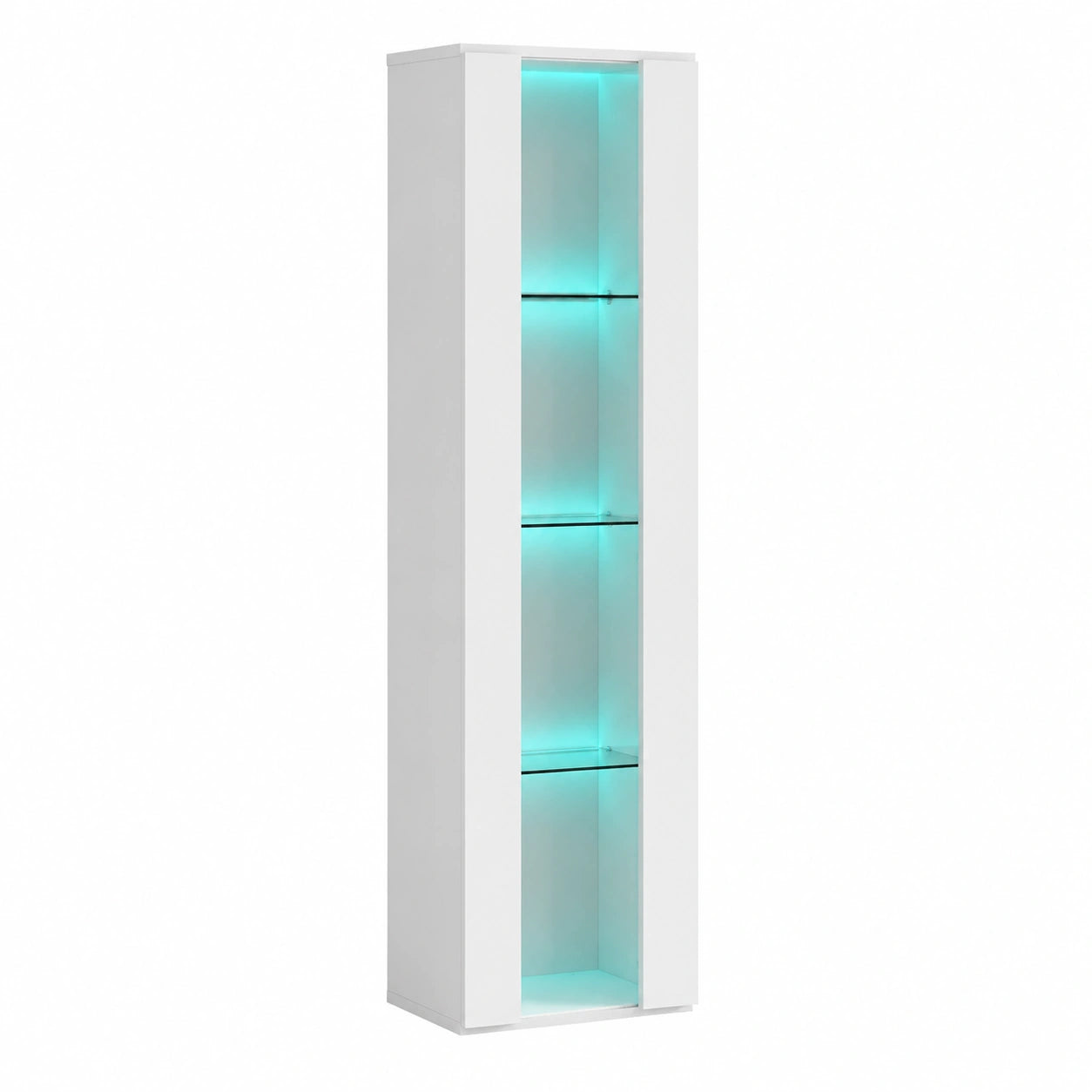 Moderner Wei?er Vitrinenschrank mit LED-Beleuchtung und Glast¨¹ren, 40x29x170 cm