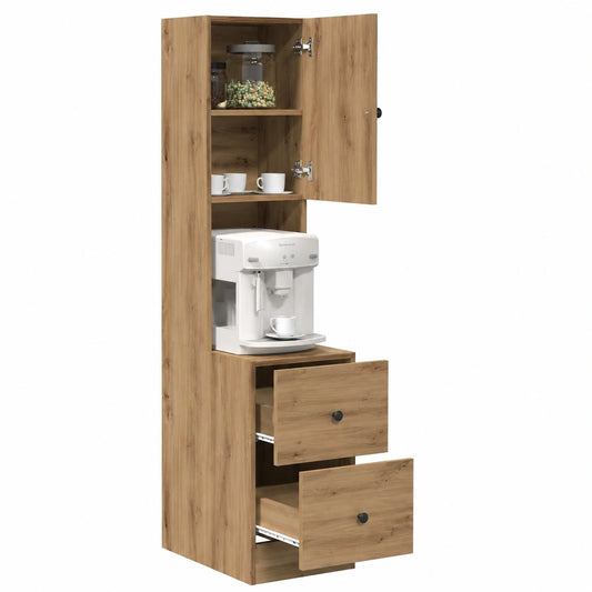 Moderner K¨¹chenschrank mit Schubladen aus Eichenholz, 32x50x180 cm, Gro?er Stauraum, Stilvoller Esszimmer-Organizer
