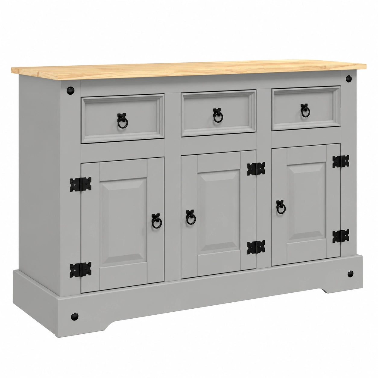 Massivholz Anrichte in Mexikanischer Kiefer Grau 112x44x78 cm