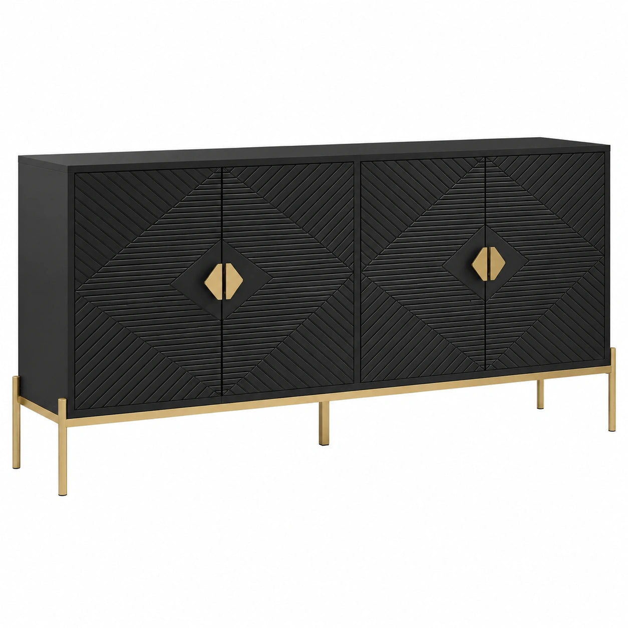 Moderner Merax Sideboard in Schwarz mit Goldakzenten und Viel Stauraum