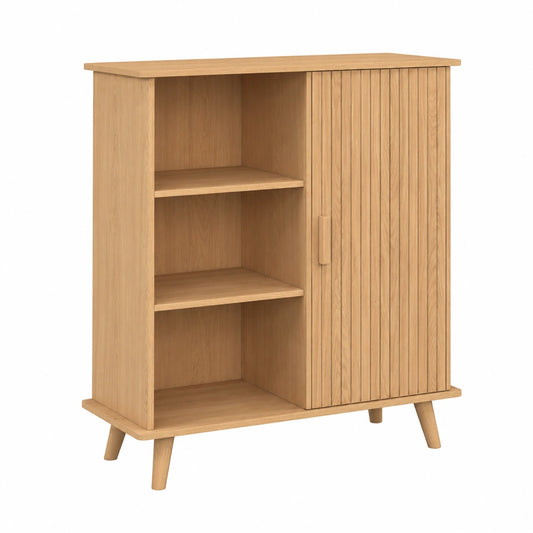 IDMarket - Beistelltisch Juliette mit 3 Regalen und Schrank, 70 cm, Holzoptik