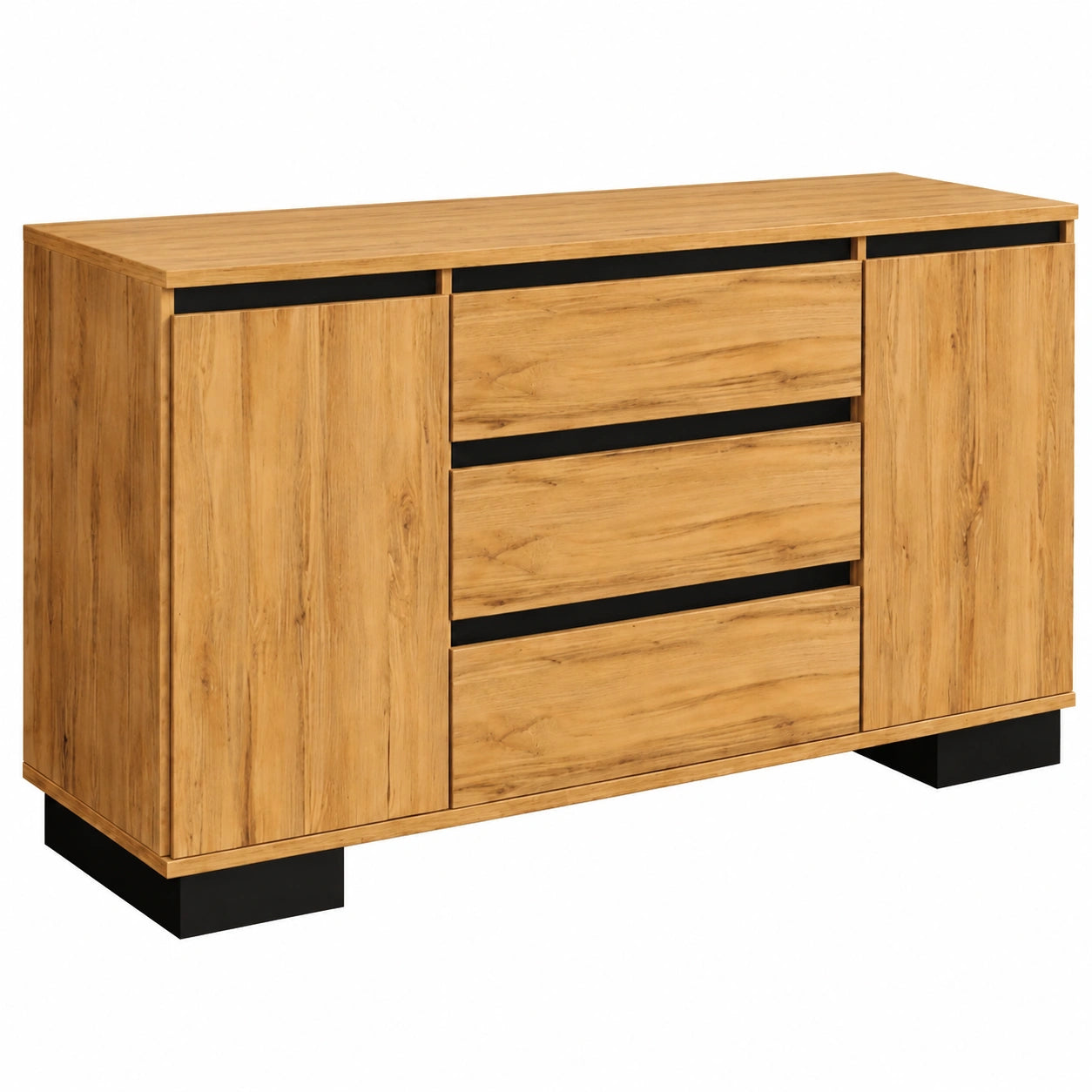 Moderne Sideboard 145 cm mit Schubladen und T¨¹ren aus Holzoptik Eiche Wotan