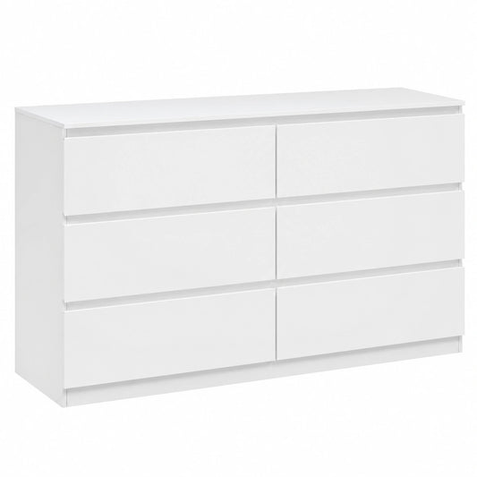 WOLTU Moderner Schubladenschrank mit 6 Schubladen, Wei?, f¨¹r Wohnzimmer, Schlafzimmer und Flur, 120 x 40 x 75 cm