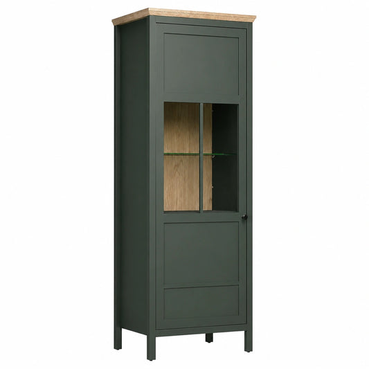 Trendteam Vitrine Stanton im Landhausstil - Tannengr¨¹n/Eiche - 5 F?cher, 69x198x39 cm