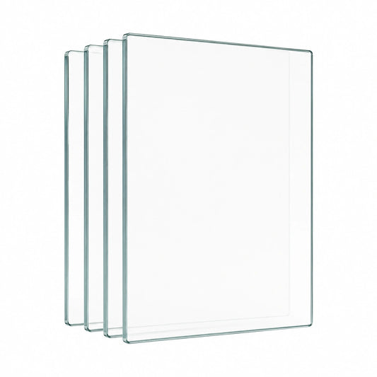 4er Set transparente Glaseinlegeb?den 326x236x4 mm mit Halterungen und Abdeckkappen - Ideal f¨¹r Standvitrinen - Hergestellt in Deutschland