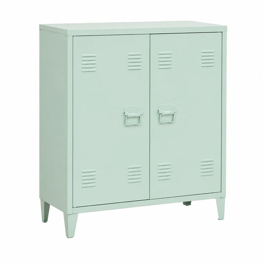 Metallschrank Orip?? 90x80x33cm mit 2 T¨¹ren und verstellbarem Regal Pastellgr¨¹n