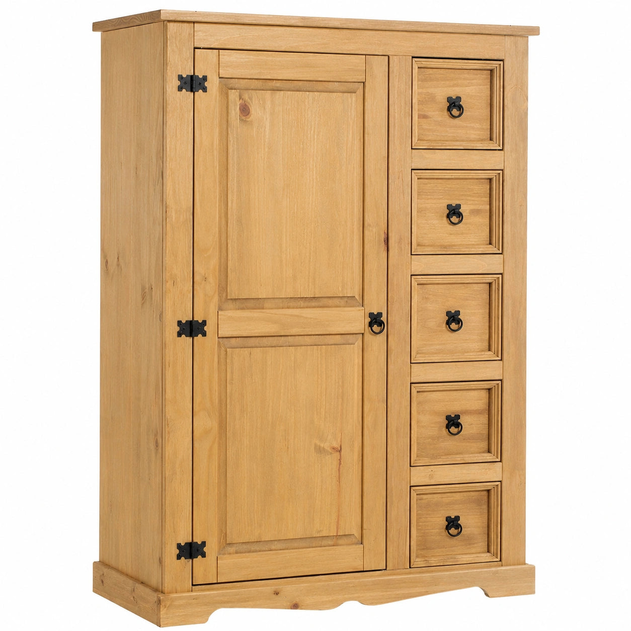 Rustikales Highboard Tequila aus massivem Kiefernholz mit 5 Schubladen und verstellbaren B?den