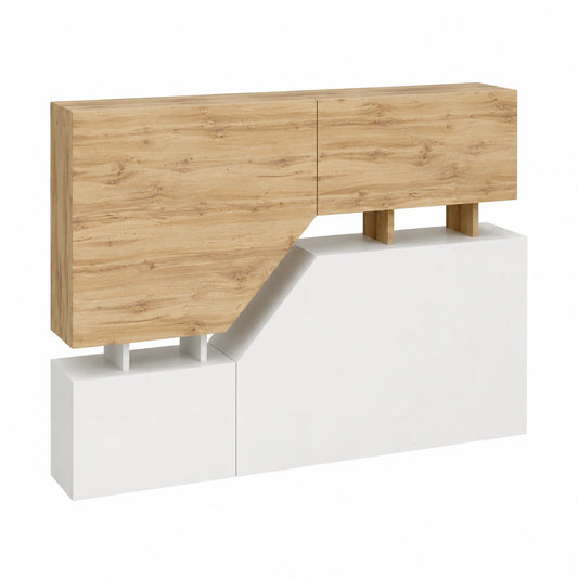 Kommode Nesezi mit 4 T¨¹ren, Mehrzweckschrank im Wotan/Wei? Design