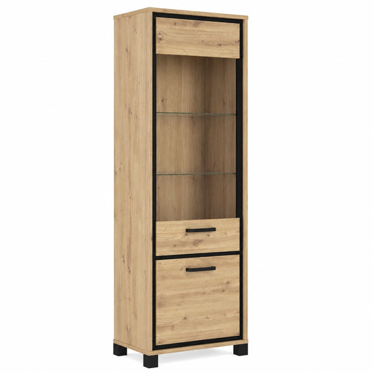 Trondheim Vitrine mit 2 T¨¹ren, kombiniert Eiche Artisan und Schwarzeiche, 64,4 x 209 x 41,5 cm