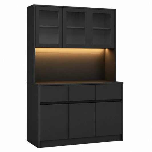 Moderner K¨¹chenschrank mit LED, Ladestation und verstellbarem Regal f¨¹r Esszimmer