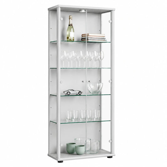 Zweiteilige Glasvitrine mit LED-Beleuchtung und verstellbaren Glasb?den, 176x67x33cm, Made in Germany