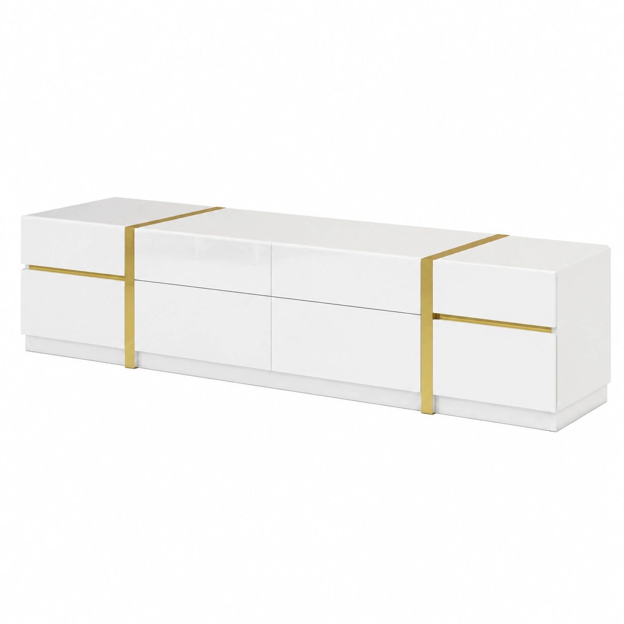 Moderner TV-St?nder in Wei? mit goldenen Akzenten und Stauraum, 180 x 40 x 38 cm, Merax TV-M?bel